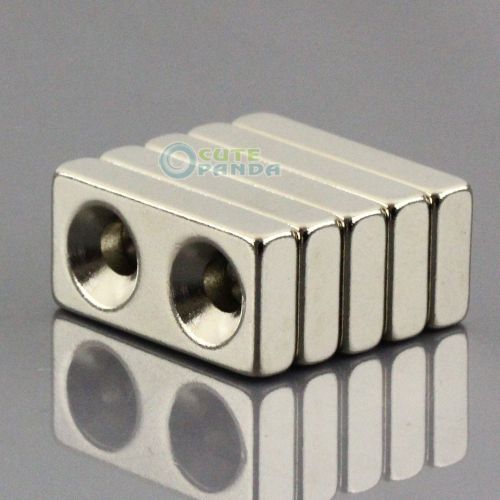5x n50 block magnets 20 x 10 x 4 mm 2 counter sunk hole 4mm rare earth neodymium for sale