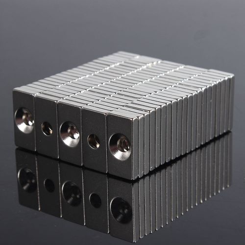 10pcs Countersunk Magnets Block Neodymium N35 Rare Earth 4mm Hole 20x10x3mm