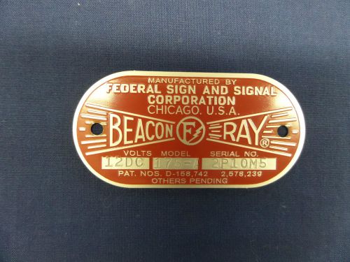Federal sign and signal model 175-a  beacon ray replacement badge for sale