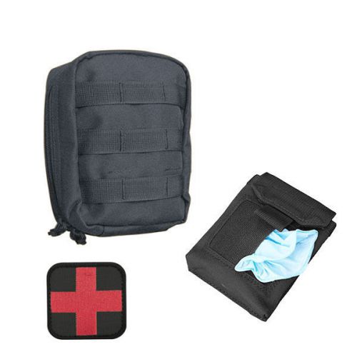 CONDOR MA21 &amp; MA49 EMT Lifeguard Combo Package Medic &amp; Glove Pouch w/ Patch- BLK