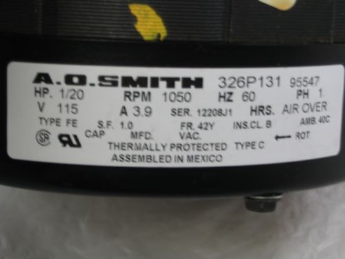 NEW 1/20 HP AO SMITH 326P131 RENZOR 95547 FAN MOTOR 1050 RPM 115 V ...