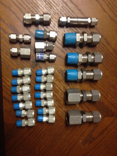 Swagelok Stainless Compression Tube Fittings Lot 1/2&#034;, 3/8&#034;, 1/4&#034;   26 Pieces!!!