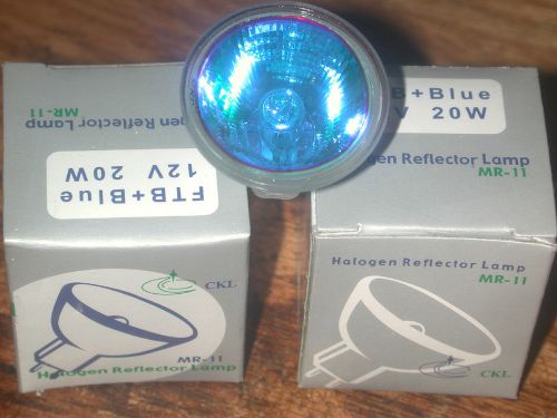 MR 11 20 watt 110v blue light (2) lot NEW Halogen reflector lamp