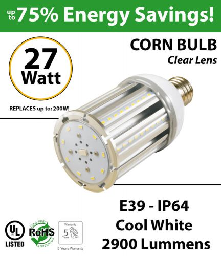 27w, led bulb lamp, 2900lm, 6000k, ip64, e39, ul. for sale