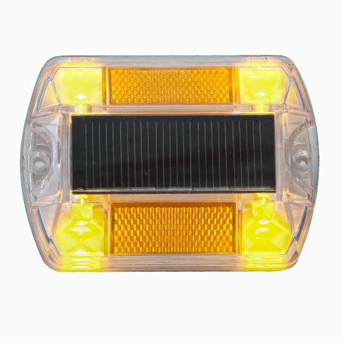 Yellow polycarbonate solar powered outdoor road path deck dock pool led light for sale