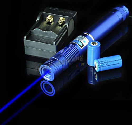 1w military high-power blue beam burn laser pointer pen(battery+charger+box) set for sale