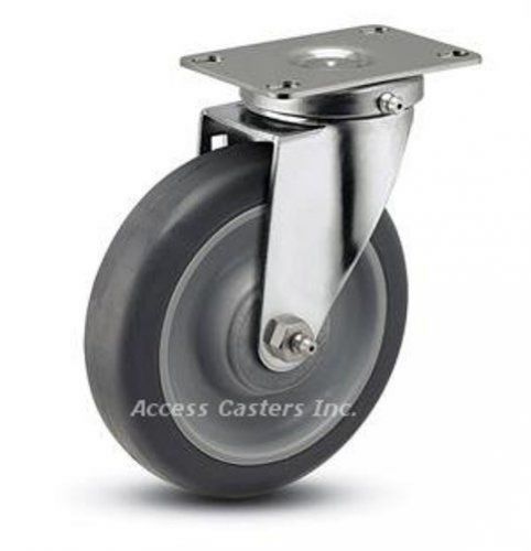 6MACHS 6&#034; Swivel Plate Caster, Hytrel on Autoclave Wheel, 325 lbs Capacity