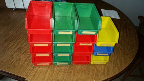 Lot of 15 BIN-5 Red stackable small storage bins trays schaefer lager-fix ssi