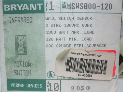 NEW BRYANT  INFRARED MOTION SWITCH CAT No. MSWS800-120.......MM-768