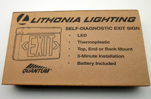 Lithonia lqmsw3g120/277elnsd exit sign/green letter/white housing for sale