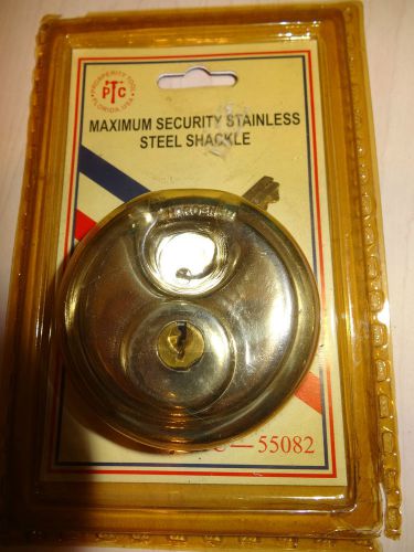 Round padlock 2.5&#034; inch stainless steel shackle 2 keys ptc 55082 new for sale