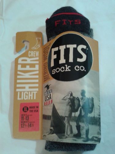 NWT FITS Light Hiker Socks, Crew, Made in USA, Size XL  Brown Merino Wool Gift