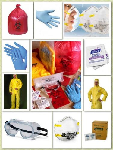 Ebola/hazmat maximum protection kit_  30 pc premium nitrile, chemmax,3m etc sz l for sale
