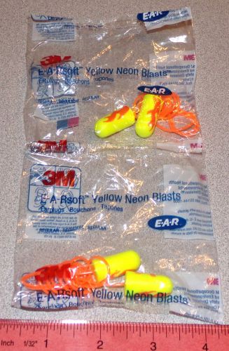 3 M Ear Plugs Hearing Protection EARsoft Yellow Neon Blasts Corded 2 Packages