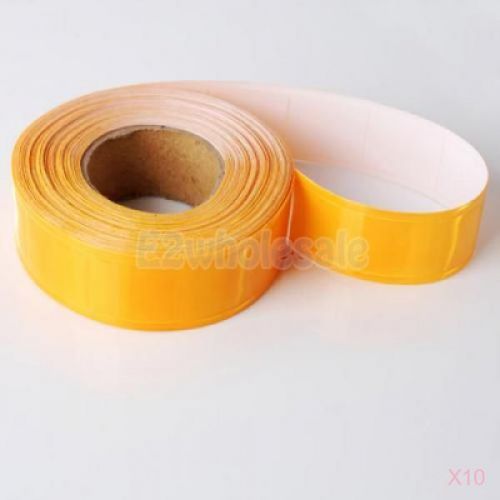 10x Yellow Red Gloss Sew on Reflective Tape 33ft x 1inch