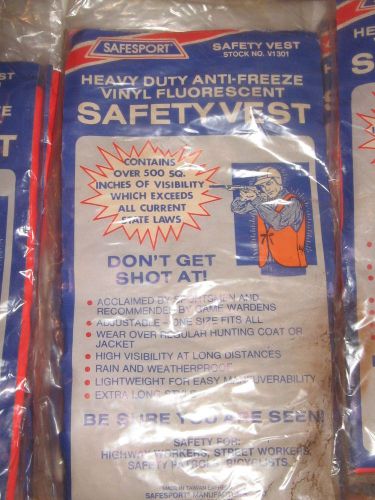 8 safety vest - vinyl fluorescent orange - hunters, highway , safety patrol for sale