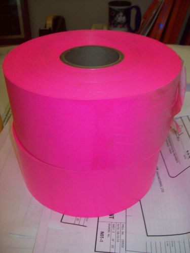 Vinyl pvc plastic pink flagging taffeta ribbon tape 4&#034; x 2000&#039; lot 2 dayglow for sale