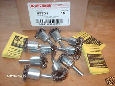 Lot of 10 Anderson 1&#034; Circular .020 Flared End Wire Brushes