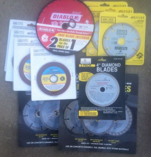 Lot of 18 blades/wheels- diamond, diablo framing, workforce grinding, saw blades for sale