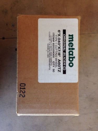 METABO Slicer Cut Off Wheel  6&#034; x .040&#034; x 7/8&#034;. Box of 50. NEW!!!
