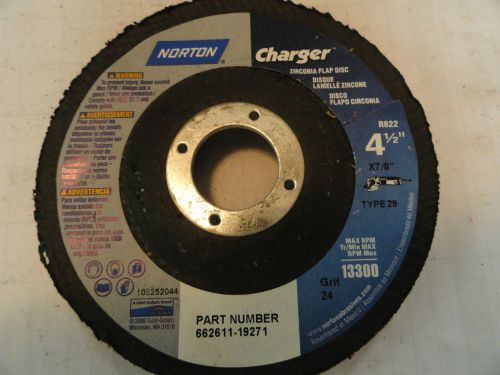 2 Norton &#034;Charger&#034;  4 1/2&#034; X 7/8&#034; Flap Disc, 24 Grits, 662611-19271