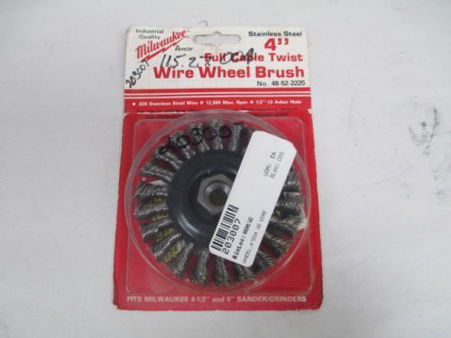 NEW MILWAUKEE 48-52-2225 FULL CABLE TWIST STAINLESS WIRE WHEEL BRUSH 4IN D216056