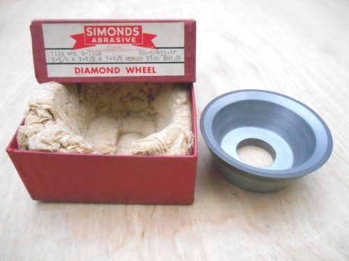 SIMONDS FLARED CUP DIAMOND WHEEL , 3 3/4 x 1 1/2 x 1 1/4