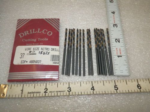 15 ea wire size # 37 0.1040&#034; drill bits   drillco  edp 480n037 usa  (loc16) for sale