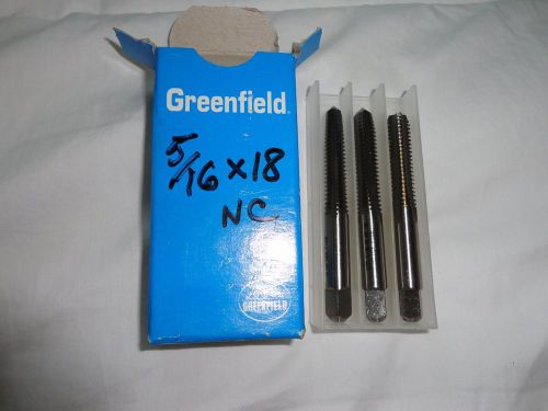 Greenfield T &amp; D  3 piece right  hand thread  tap set   5/16 x 18  NC  H3.