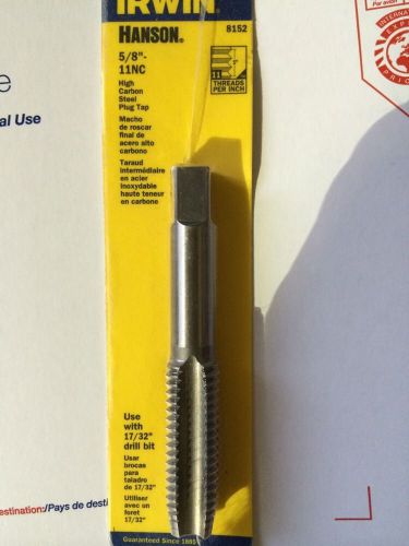 HANSON Irwin Fractional Plug Tap Size 5/8&#034; - 11 NC Industrial Tool #8152R