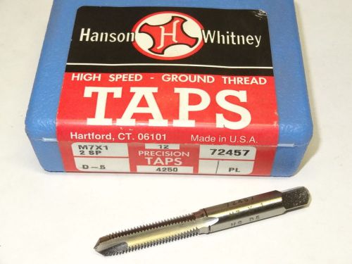 New hanson whitney m7 x 1 d5 2fl d-5 hss plug spiral point tap 72457 usa for sale