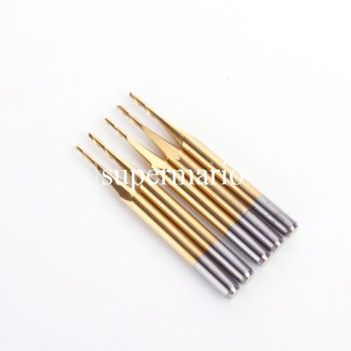 5x 1/8&#039;&#039; titanium n2 coated carbide cnc double two flute spiral bits 1.2mm x6mm for sale
