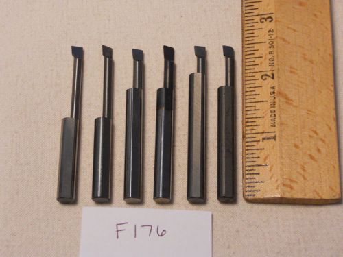 6 USED SOLID CARBIDE BORING BARS. 1/4&#034; SHANK. MICRO 100 STYLE. B-180500 (F176}