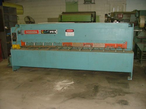 Niagara 10&#039; 10ga power metal shear model sp10-10 with sq. arm &amp; back gages nice for sale