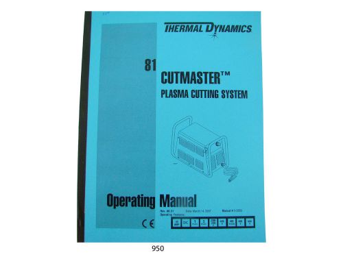 Thermal dynamics cutmaster 81 plasma cutter  operating manual *950 for sale