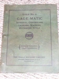 Heald No 81 Gage-Matic Grinding Machine Operator Manual
