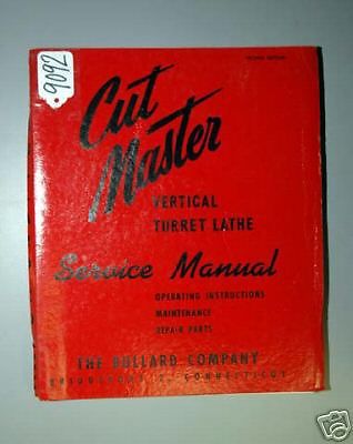 Bullard service manual for cut master vertical turret (18044) for sale