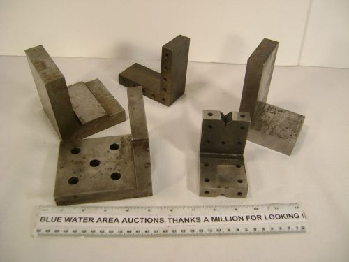 (5) machinist angle block s, plate, all are 3&#034; - 5&#034; tall x 2&#034; - 4&#034; wide, hardene for sale