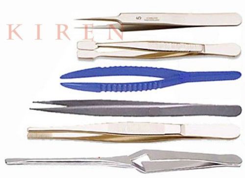 Set 6 mix tweezers forceps precision crafts hobby handy for sale