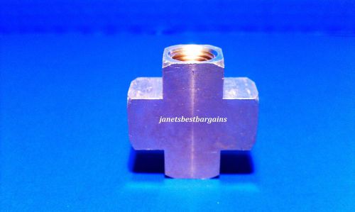 Solid Brass Manifold Pipe Cross Four Way 1/4&#034; Inch Female NPT Air Fuel Water