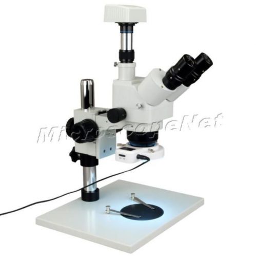 Stereo microscope zoom 5x-80x+0.5x barlow lens+54 led ring light+1.3m usb camera for sale
