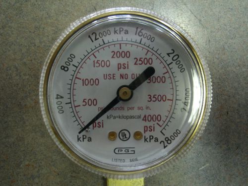 2&#034; 0-4000 1/4&#034; npt bottom fitting gauge oxygen / argon / nitrogen / helium etc for sale