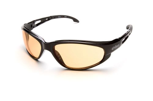 Edge SW114 Wolf Peak Dakura Wrap Around Safety Glasses, Black/Amber Lens