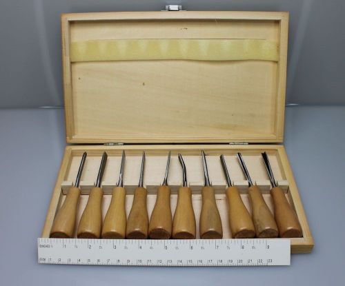 10 Piece Wooden Chisel Set 140MM Hard Wood Handles case Brand New