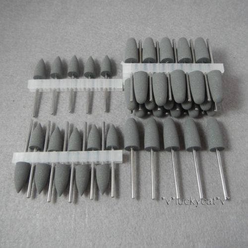 50pcs dental silicone rubber polishers diamond polishing burs 2.35mm shank gray for sale