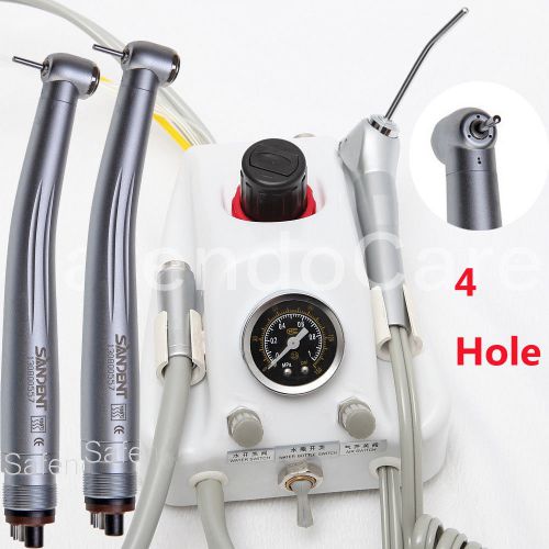 Portable dental teeth air turbine unit syringe+ 2 high speed handpiece 4 hole for sale