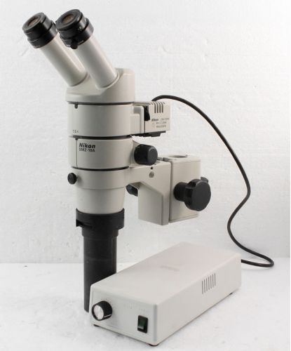 Nikon smz-10a stereo microscope with 1.5x coaxial illuminator and transformer for sale