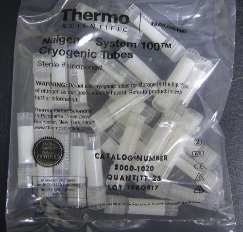 Nunc sterile 1.5ml cryo vials bag of 25 nalgene 5001-1020 test tube for sale