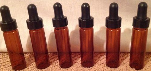 4 dram Amber Brown Glass Vials with Dropper Caps 6 pc lot