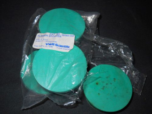 Bag of (5) vwr #12 green solid neoprene stoppers, 54-64mm od, 59589-358, used for sale